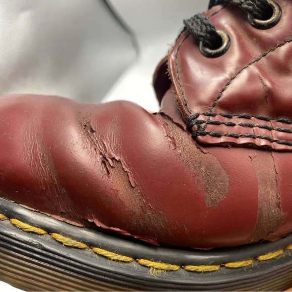 Womens Doc Dr Martens 1460 8 Hole Cherry Red Combat Boots US 5 Y2K Goth Punk - Picture 9 of 14